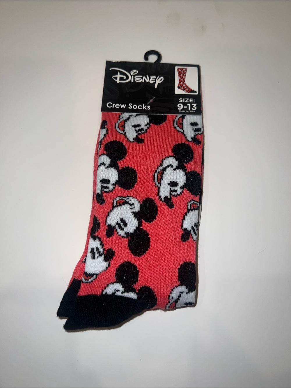 Disney Mickey Mouse Mens Red Crew Socks